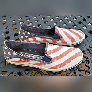 Keds crashback slides red white and blue american flag
